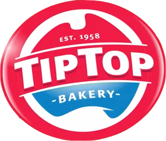 a red and white logo