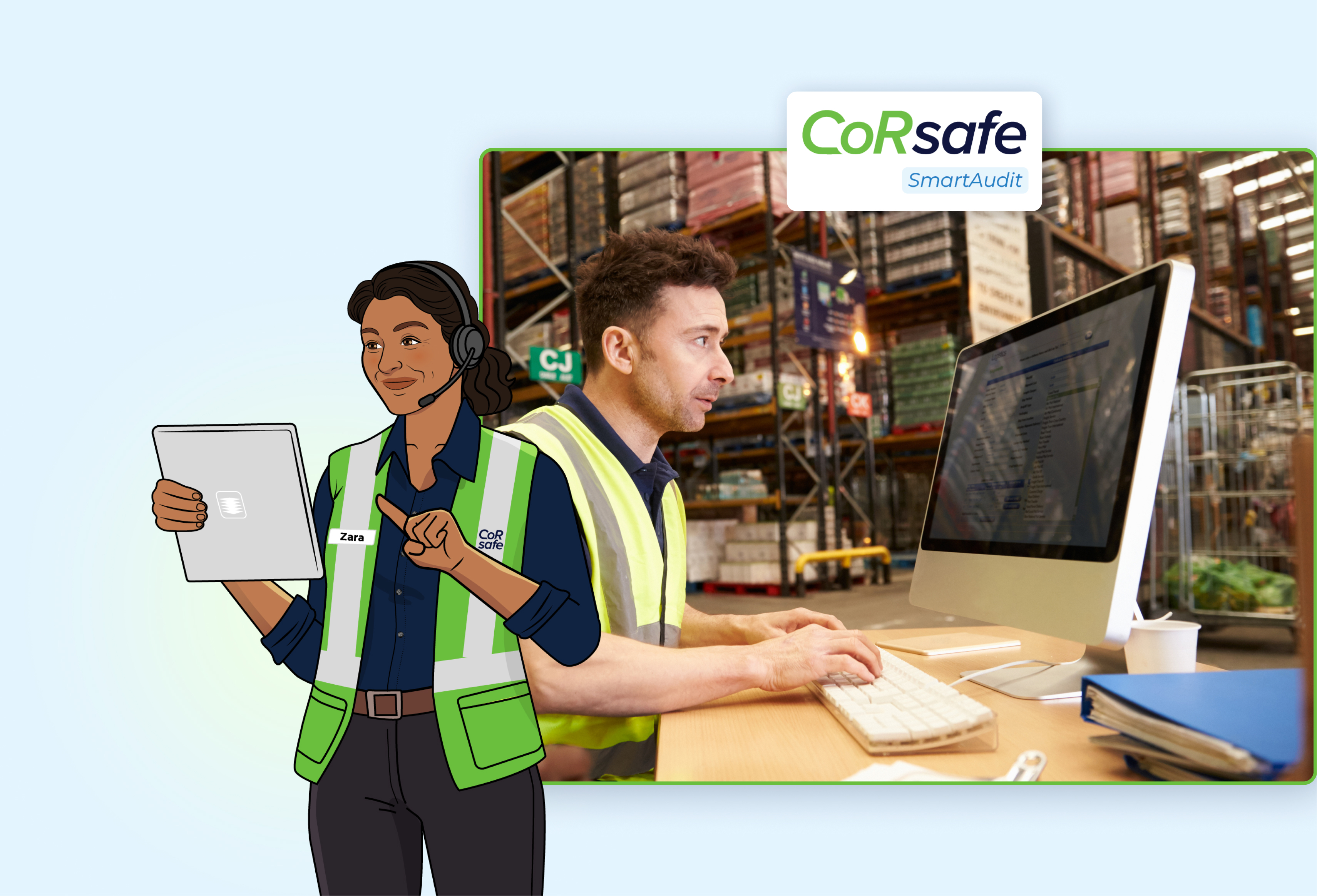a man and woman working at a computer