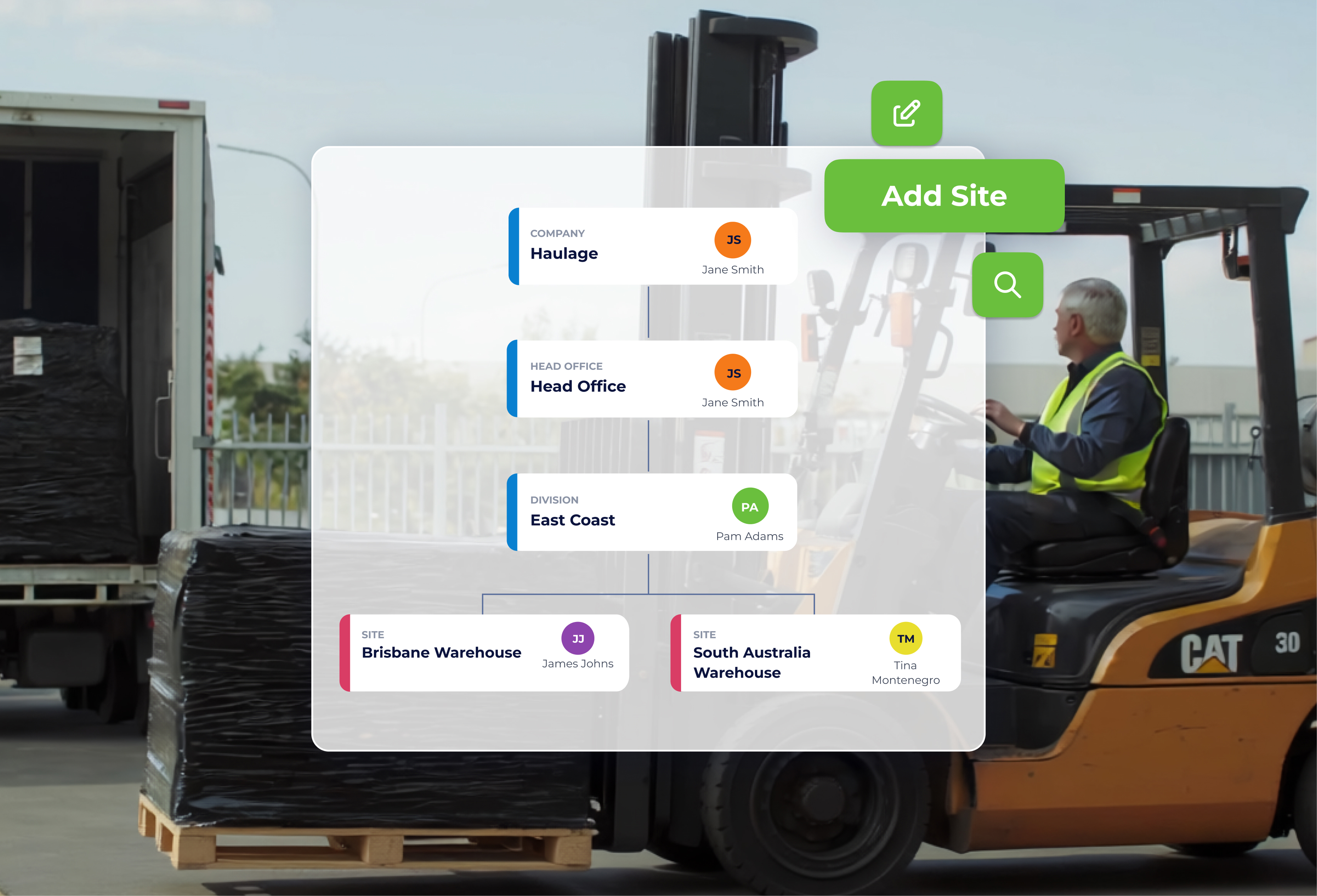 a man driving a forklift