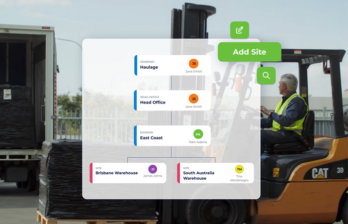 a man driving a forklift