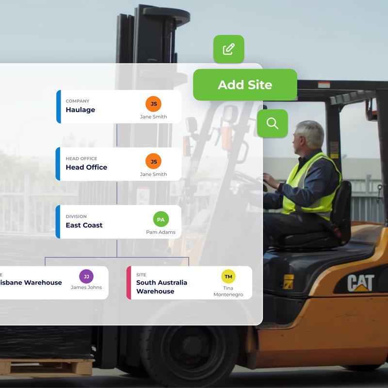 a man driving a forklift