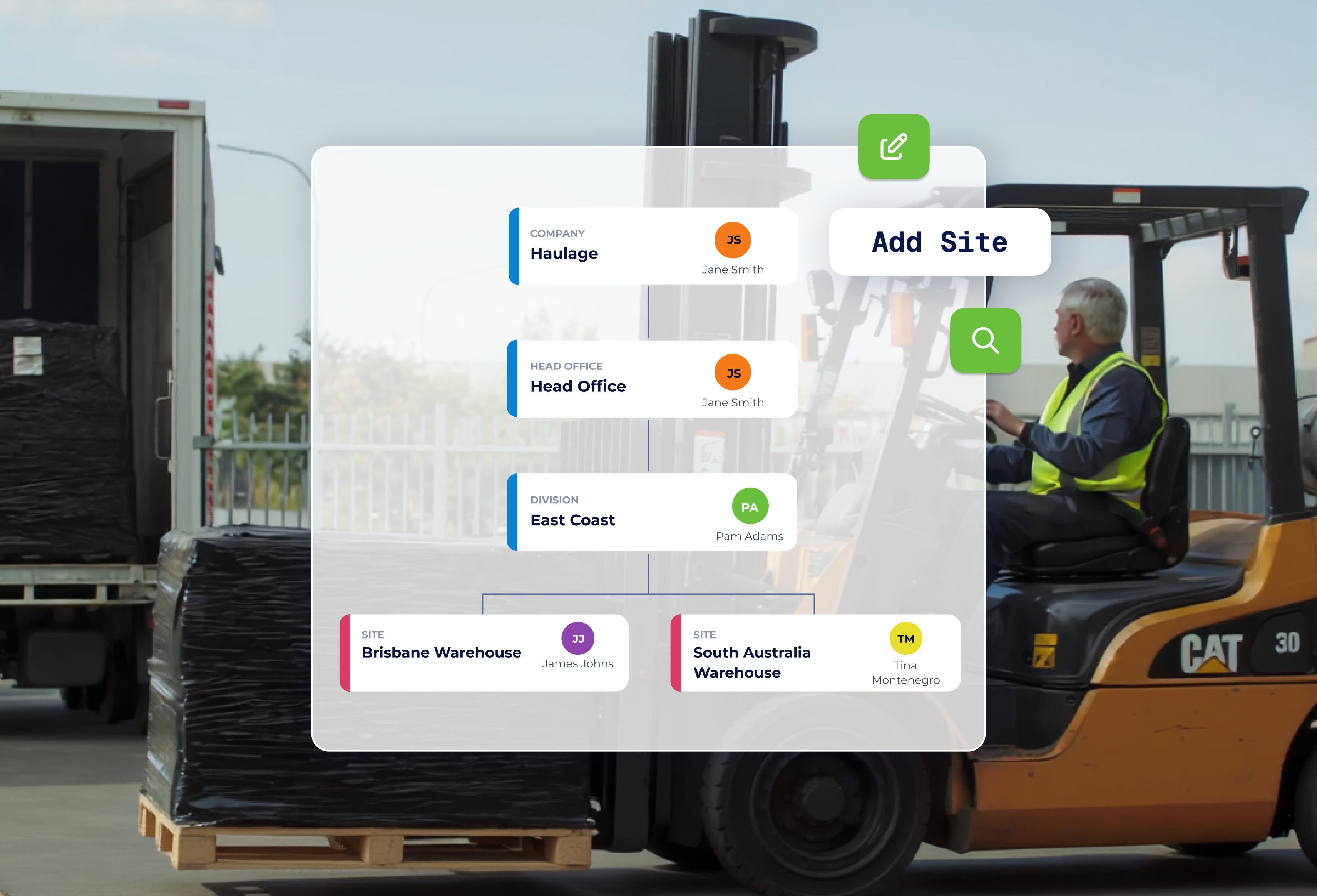 a man driving a forklift